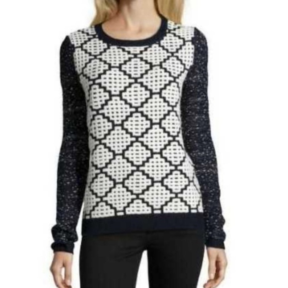 Fred and Sibel  Cream and Navy Sweater L